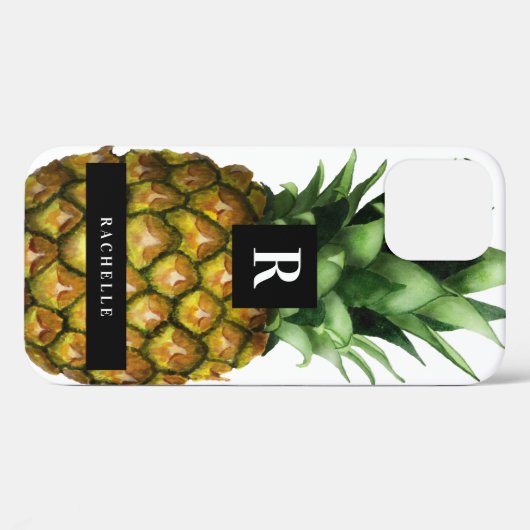 Ananas & Ihr Name & Monogramm Case-Mate iPhone Hülle (Rückseite (Horizontal))