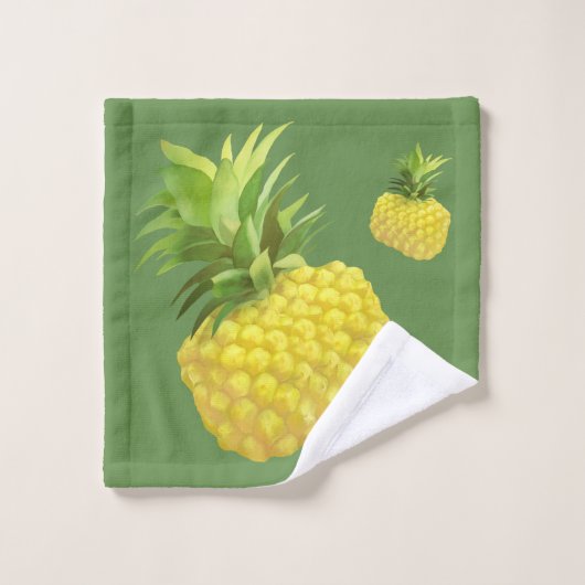 Ananas-Illustration Badhandtuch Set (Waschlappen)