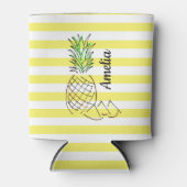 Ananas Illustration Gelbe Streifen Sommer Dosenkühler (Vorderseite)