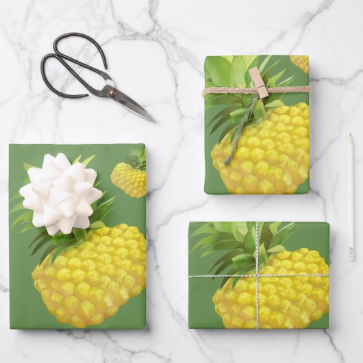 Ananas-Illustration Geschenkpapier Set (Vorderseite)