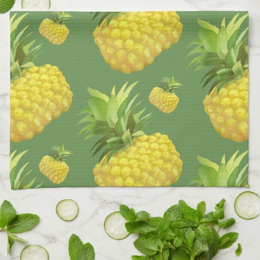 Ananas-Illustration Geschirrtuch (Gefaltet)