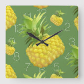 Ananas-Illustration Quadratische Wanduhr (Vorderseite)