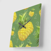 Ananas-Illustration Quadratische Wanduhr (Winkel)