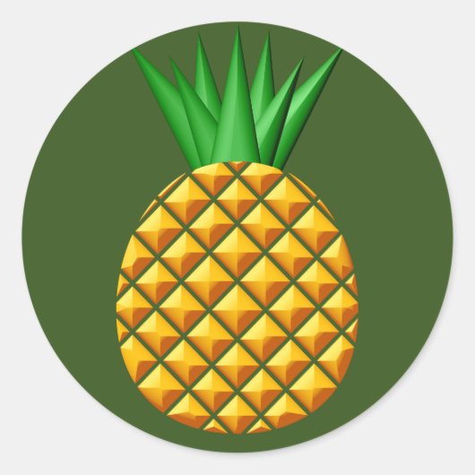 Ananas im grünen Hintergrund Runder Aufkleber (Vorderseite)