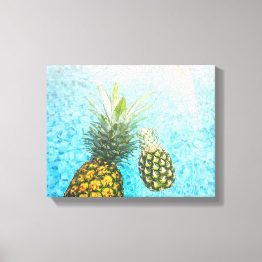 Ananas im Schwimmbad Leinwanddruck (Vorderseite)