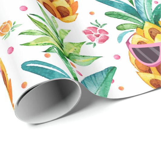Ananas im Sonnenglassmuster Geschenkpapier (Rolleneckpunkt)