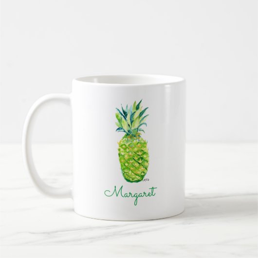 Ananas im Wasserbereich Originale Art Boho Retro Kaffeetasse (Links)