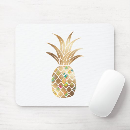 Ananas, Imitate Gold+Collage Mousepad (Mit Mouse)