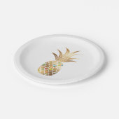 Ananas, Imitate Gold+Collage Pappteller (Schrägansicht)