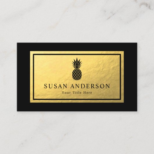 Ananas - Imitate Gold Foil Business Card Visitenkarte (Vorderseite)