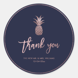 Ananas, Imitate Rose Gold|Danke|DIY color Runder Aufkleber