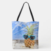 Ananas in einer Sonnenbrille mit Seestern Tasche (Rückseite)