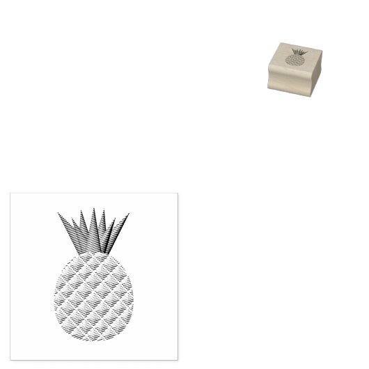 Ananas in Schwarz und Weiß Gummistempel (Stempel)