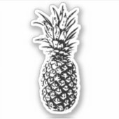 Ananas in schwarz-weiß-weiß oder weiß aufkleber (Vorderseite)