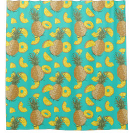 Ananas in türkisfarbener Farbe Duschvorhang