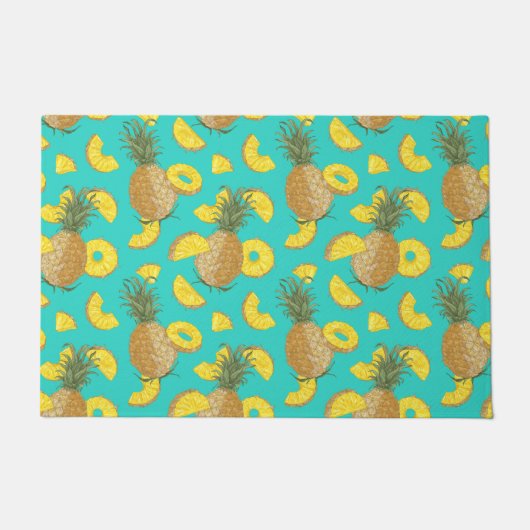 Ananas in türkisfarbener Farbe Fußmatte (Vorderseite)