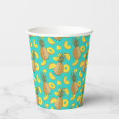 Ananas in türkisfarbener Farbe Pappbecher (Rückseite)