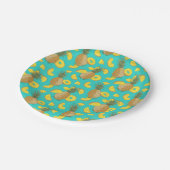 Ananas in türkisfarbener Farbe Pappteller (Schrägansicht)