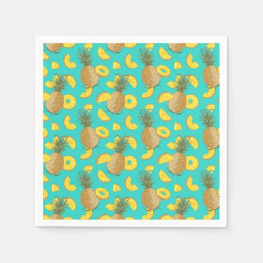 Ananas in türkisfarbener Farbe Serviette (Vorderseite)