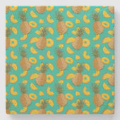 Ananas in türkisfarbener Farbe Steinuntersetzer (Vorderseite)