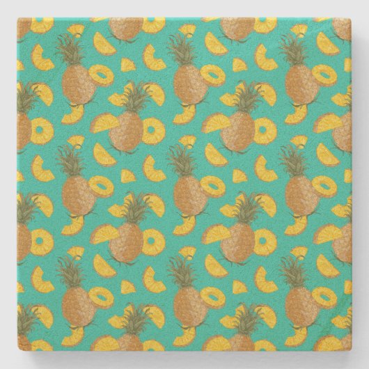 Ananas in türkisfarbener Farbe Steinuntersetzer (Vorderseite)