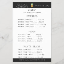 Ananas Island Catering Menu Flyer