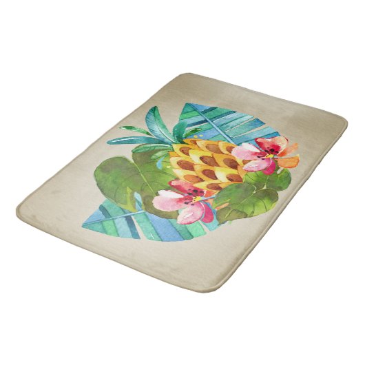 Ananas Island Willkommen Badematte (Schrägansicht)