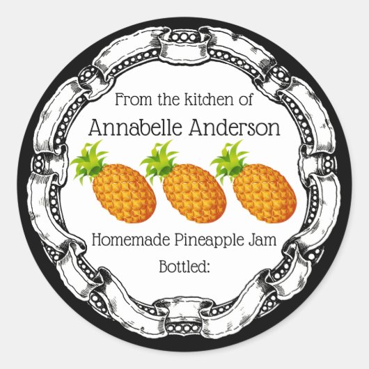 Ananas-Jam-Label personalisieren Runder Aufkleber (Vorderseite)