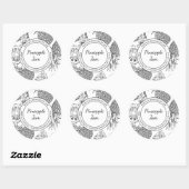 Ananas-Jam-Sketch Modernes Label Runder Aufkleber (Blatt)