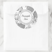 Ananas-Jam-Sketch Modernes Label Runder Aufkleber (Tasche)