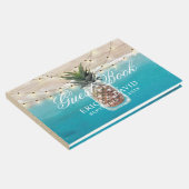 Ananas Jar String Lights Tropical Beach Wedding Gästebuch (Ecke)