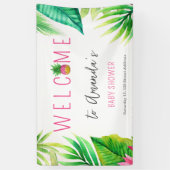 Ananas Jungle Schnuller Pink Girl Baby Dusche Banner (Vertikal)