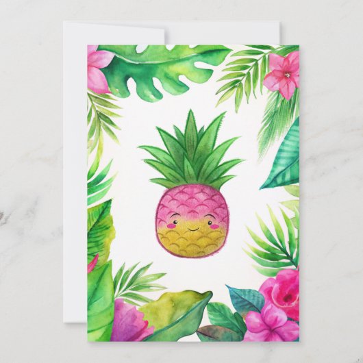 Ananas Jungle Schnuller Pink Girl Baby Dusche Einladung (Rückseite)
