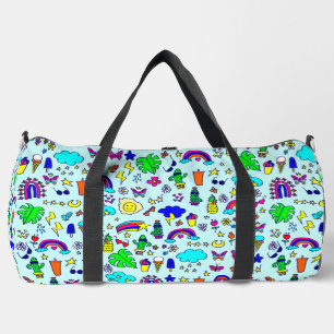 Ananas Kaktus Regenbogen Monstera Doodle Duffle Bag
