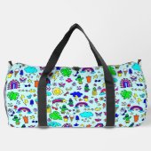 Ananas-Kaktus Regenbogenmonstera-Doodle Duffle Bag (Rückseite)