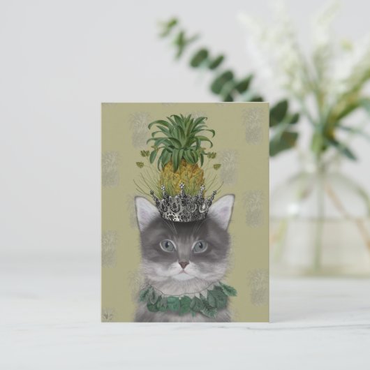 Ananas-Katze Postkarte (Stehend Vorderseite)