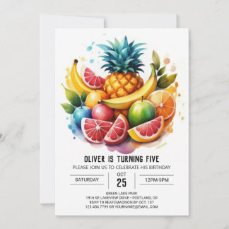 Ananas Kinder Digitale Früchte Geburtstag Einladung