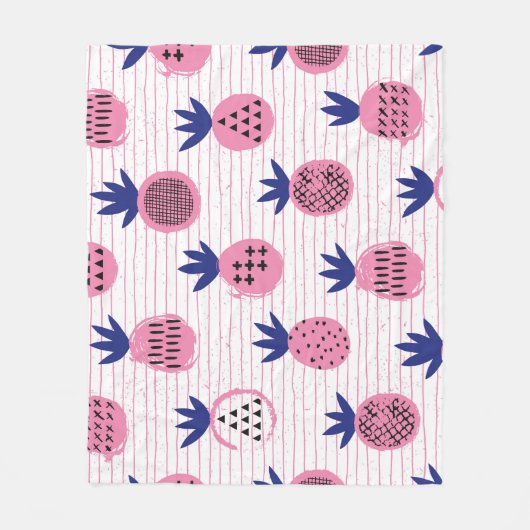 Ananas-Kinderdesign, Vintages Muster. Fleecedecke (Vorderseite)