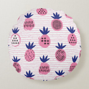 Ananas-Kinderdesign, Vintages Muster. Rundes Kissen