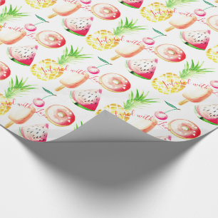 Ananas, Kirschen, Donuts, Eiscreme, Wassermelone Geschenkpapier