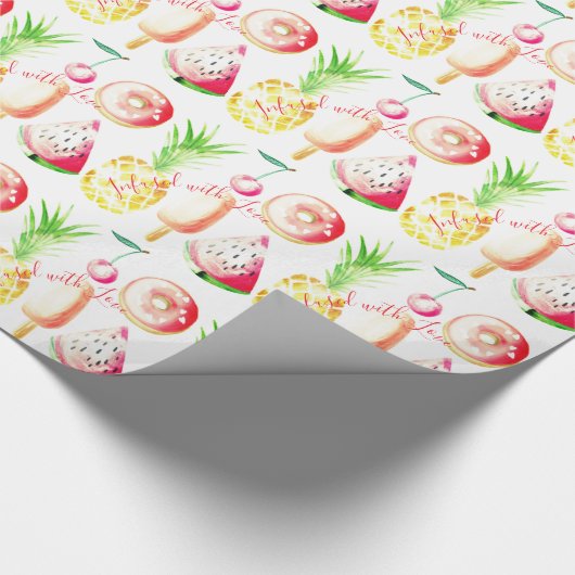 Ananas, Kirschen, Donuts, Eiscreme, Wassermelone Geschenkpapier (Ecke)