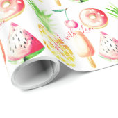 Ananas, Kirschen, Donuts, Eiscreme, Wassermelone Geschenkpapier (Rolleneckpunkt)