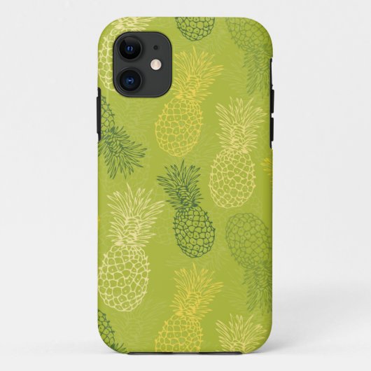 Ananas-Kontur-Muster auf Grün Case-Mate iPhone Hülle (Rückseite)