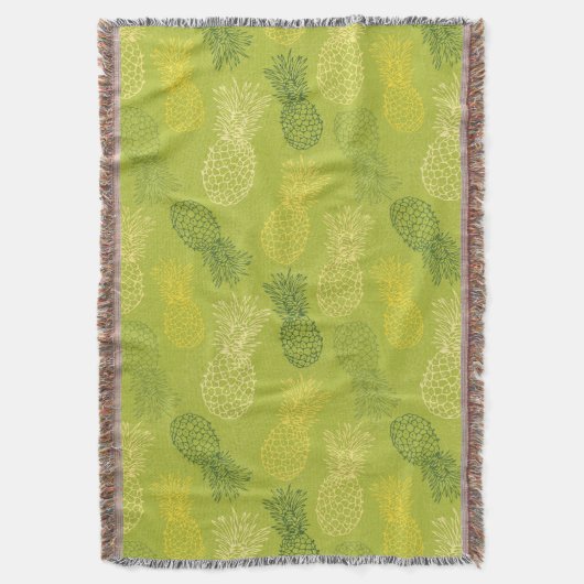 Ananas-Kontur-Muster auf Grün Decke (Vorderseite Vertikal)