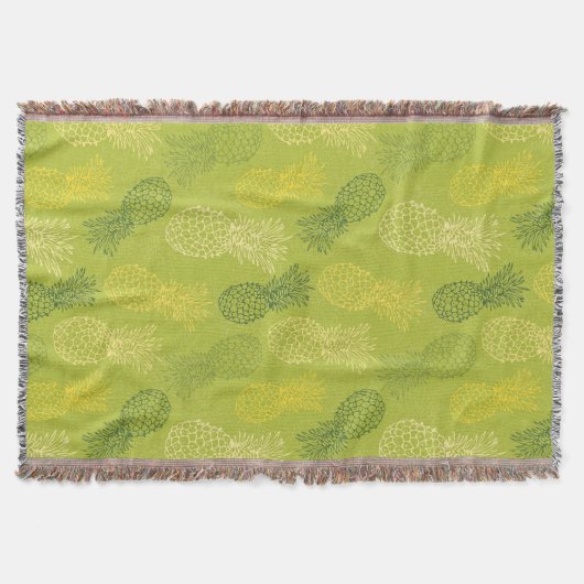 Ananas-Kontur-Muster auf Grün Decke (Vorderseite)