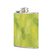 Ananas-Kontur-Muster auf Grün Flachmann (Links)