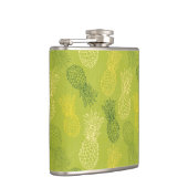 Ananas-Kontur-Muster auf Grün Flachmann (Rechts)