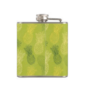 Ananas-Kontur-Muster auf Grün Flachmann (Rückseite)