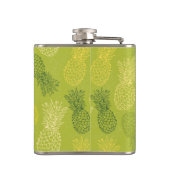 Ananas-Kontur-Muster auf Grün Flachmann (Rückseite)