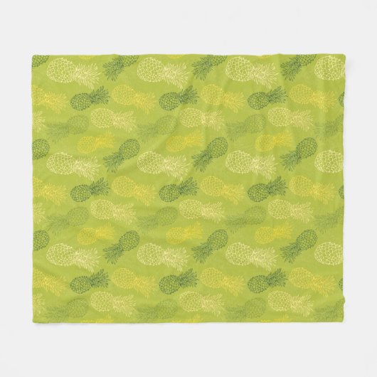 Ananas-Kontur-Muster auf Grün Fleecedecke (Vorderseite (Horizontal))